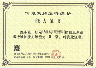 榮譽(yù)證書 信息系統(tǒng)運(yùn)行維護(hù)服務(wù)的卓越貢獻(xiàn)與專業(yè)認(rèn)可